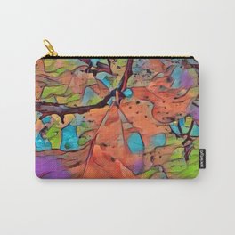 Fluorescent Crayon Colored  Fall Leaves Art Print with Edging Carry-All Pouch