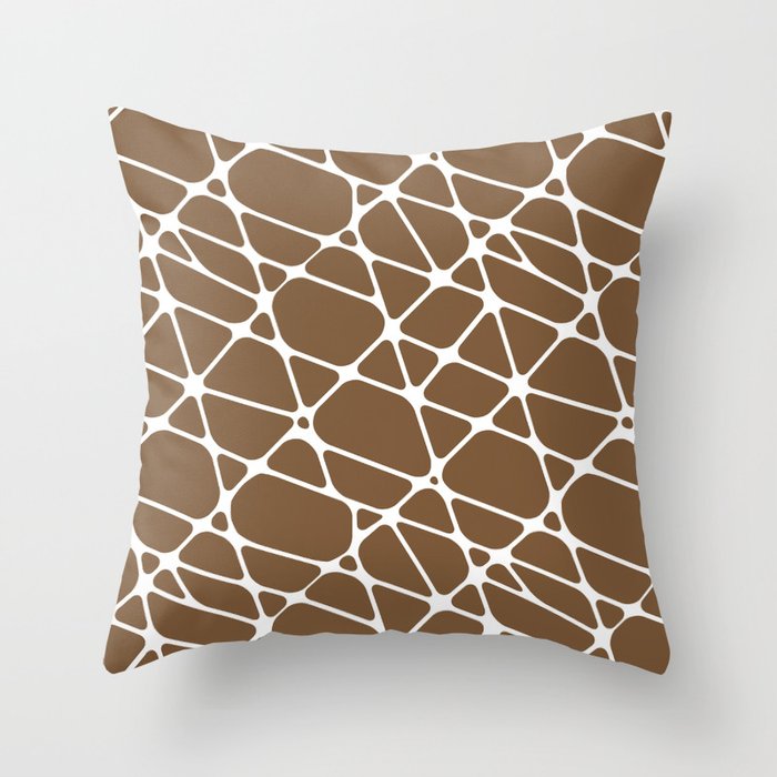 Brown and White Abstract Mosaic Pattern 2 - Sherwin Williams 2022 Color Uber Umber SW 9107 Throw Pillow
