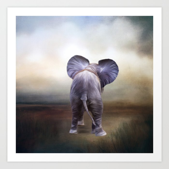 Baby Elephant from behind Art Print