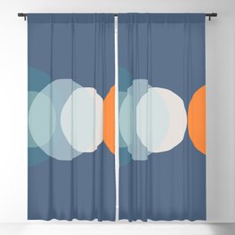 Geometric Minimalistic Circle Bubble Design Pattern in Blue and Orange Blackout Curtain