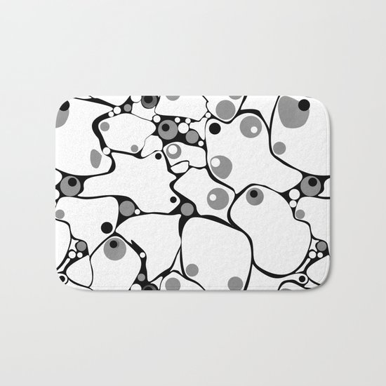 Abstract black and white polka dot pattern 2 .White background . Bath Mat