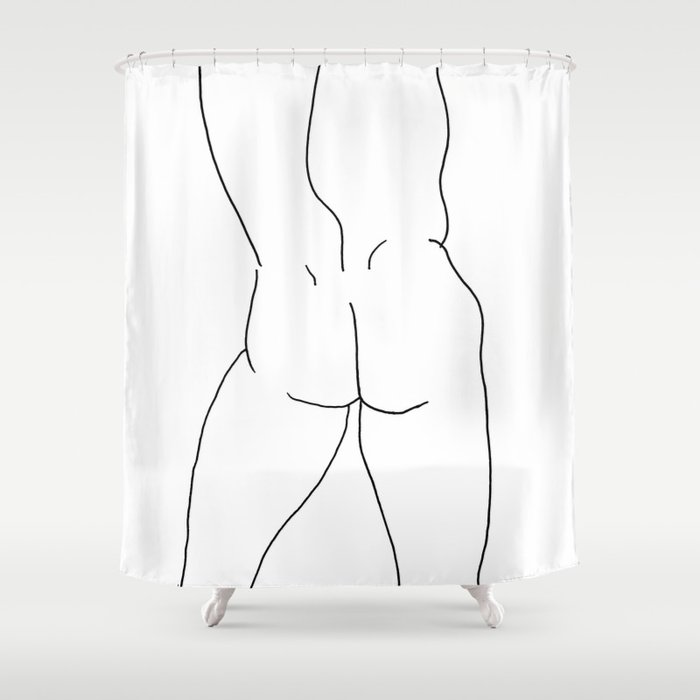 Curved Male Back Shower Curtain