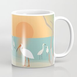 Egrets on a Sunset Beach Coffee Mug
