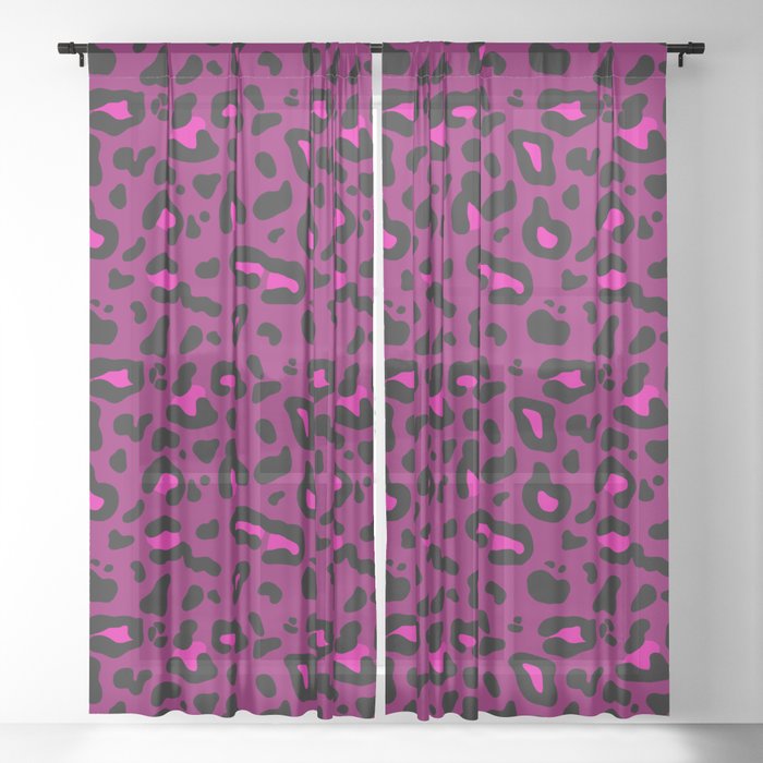 Deep Pink Leopard Print Sheer Curtain By Wellingtonboot Society6