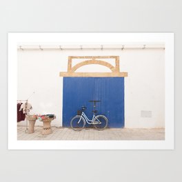 Big Blue Door and Bicycle, Morocco Art Print