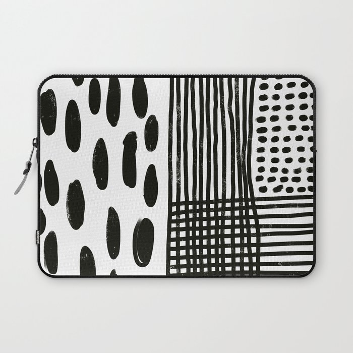 Play minimalist abstract dots dashes and lines painterly mark making art print Laptop Sleeve