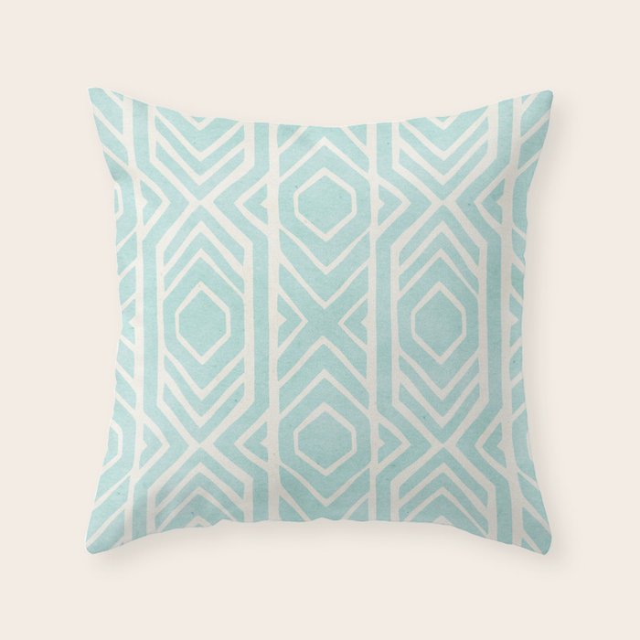 Marine Blue Pastel Turquoise Funky Tiki Hawaiian Pattern Geometric