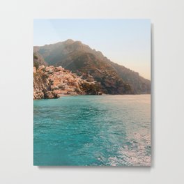 Amalfi Coast "Seascape in Positano, Italy" Travel Mountains Nature Photography Metal Print