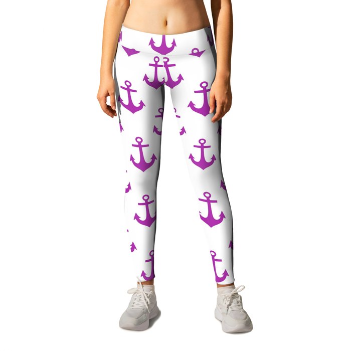 Anchors (Purple & White Pattern) Leggings