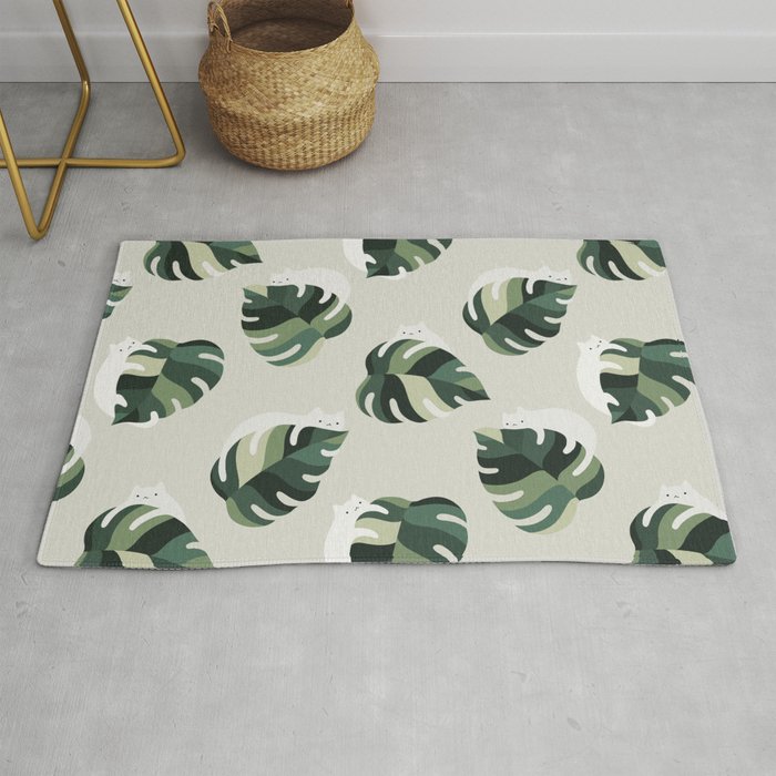 Cat and Plant Pattern 3 Rug