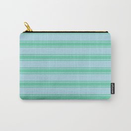 [ Thumbnail: Light Blue & Aquamarine Colored Lines/Stripes Pattern Carry-All Pouch ]