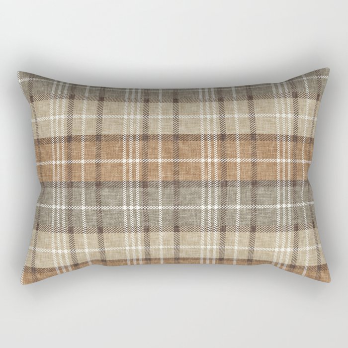 fall plaid - neutral earth tones Rectangular Pillow