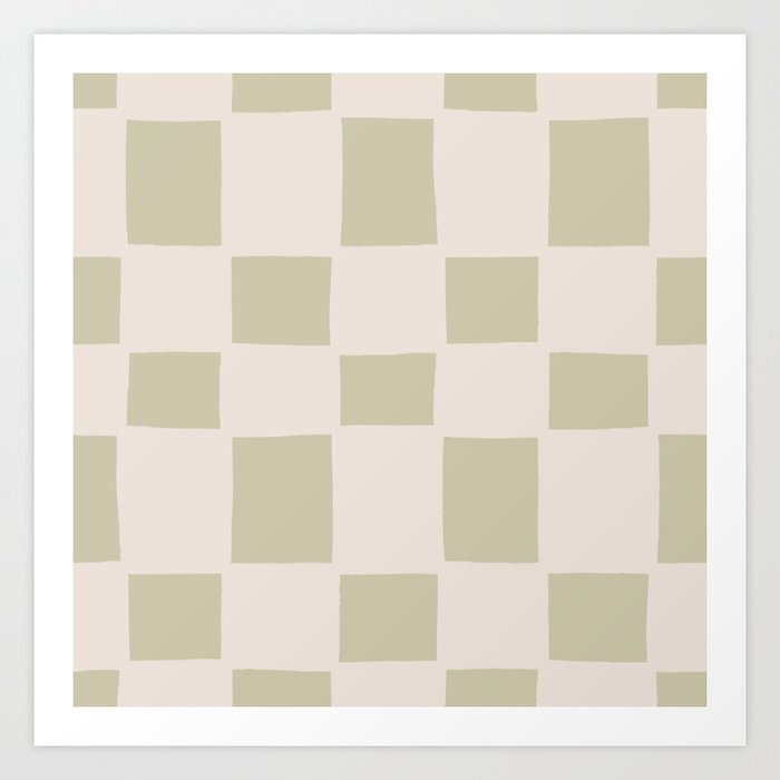 Tipsy checker in dusty olive Art Print
