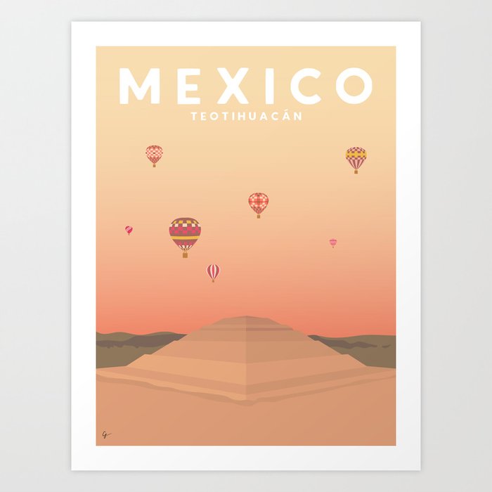 Teotihuacan, Mexico Travel Poster Art Print