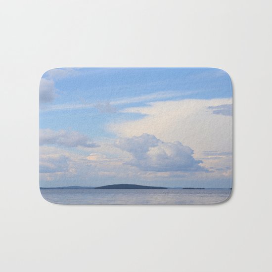 White Clouds In The Blue Sky Bath Mat
