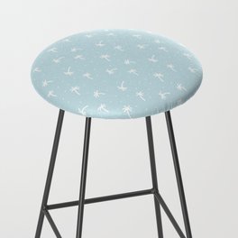 Baby Blue And White Doodle Palm Tree Pattern Bar Stool