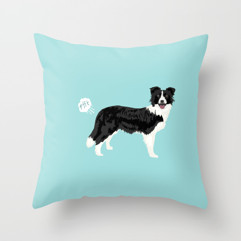 Border Collie Blue Merle Spoiled Rotten Dog Throw Pillow 14x14 