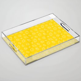 Yellow and White Gems Pattern Acrylic Tray