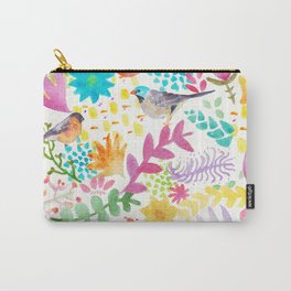 Watercolor Birds and Flowers Carry-All Pouch