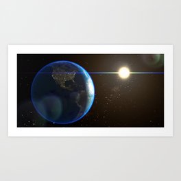 Night Lighted Earth from space Art Print | Nebula, Universe, Stars, 3D, Astronomy, Space, Worlds, Deep, Imaging, Digital 