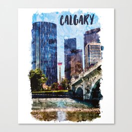 Calgary Canada city watercolor Canvas Print