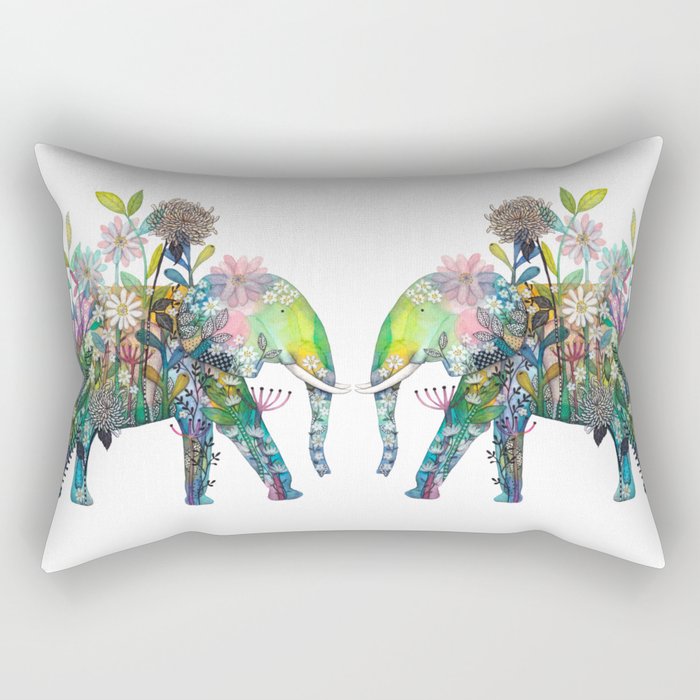 Floral Elephant Rectangular Pillow