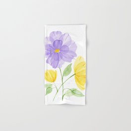 Overlapping Purple and Yellow Flowers Hand & Bath Towel