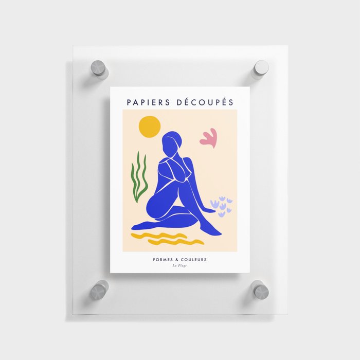 Lady in Blue on the Beach - Matisse cut-outs Floating Acrylic Print