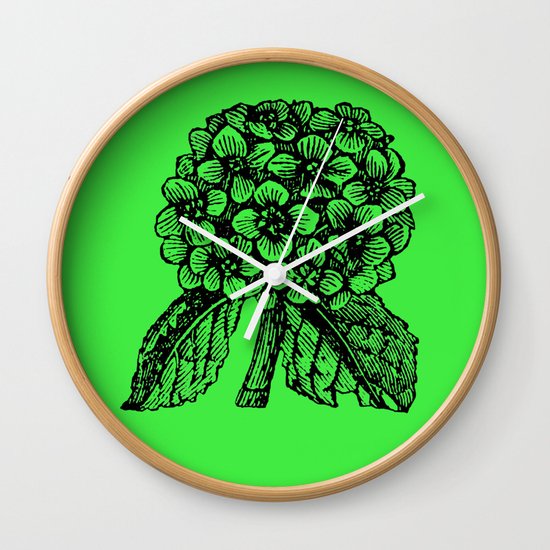 Green Hydrangea Wall Clock