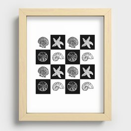 Checkered Seashells - Black and White Recessed Framed Print