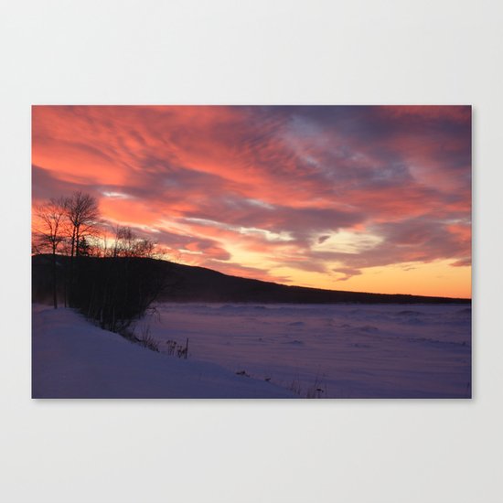 Wintry Sunset over the Porkies Canvas Print