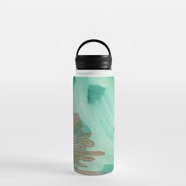Teal Fans and Feather Water Bottle