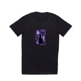 Purple Paradise Atomic Age Black Kitschy Cats T Shirt