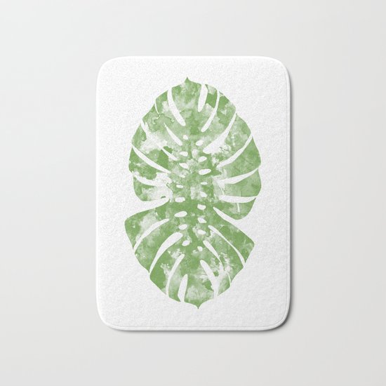 Monstera watercolor Bath Mat