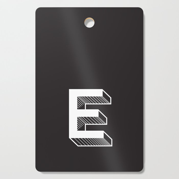 Black Background with White Letter E Cutting Board