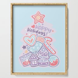 Happy Holidays | Christmas Tree in Pastel  Serving Tray