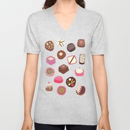 Chocolates on Lilac V Neck T Shirt