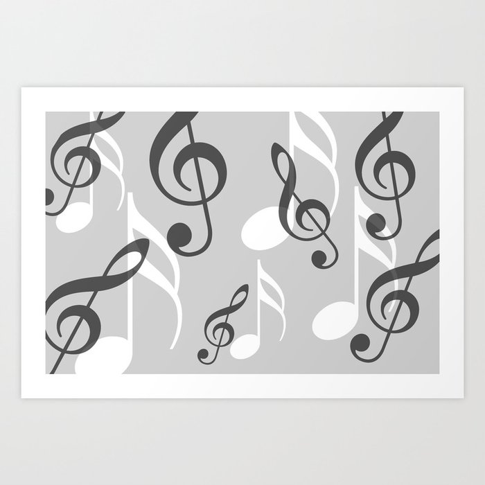 Big Music Notes light grey clef Art Print
