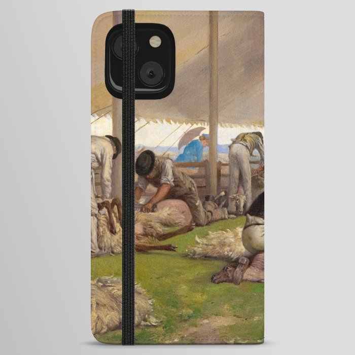A Sheep Shearing Match, 1875 by Eyre Crowe iPhone Wallet Case