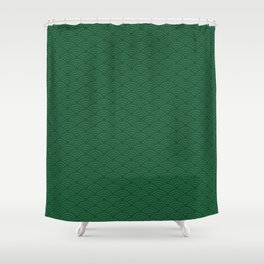 Japanese Pine Green Seigaiha Pattern Shower Curtain