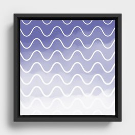 Periwinkle Blue Watercolor Ombre Striped Waves (Pantone Very Peri) Framed Canvas