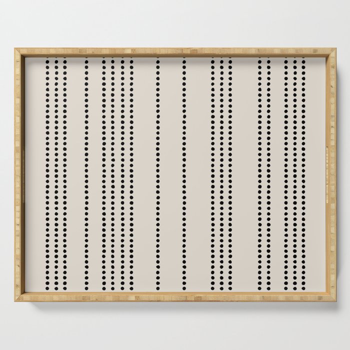 Ethnic Spotted Stripes in Ivory and Black Serving Tray