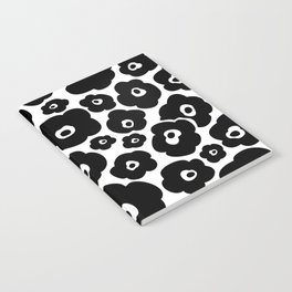 Retro Flower Pattern 121 Black and White Notebook