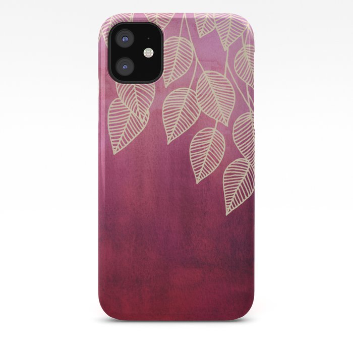 pro 11 society6 cases iphone iPhone & Case Garden leaves watercolor ink Magenta  by