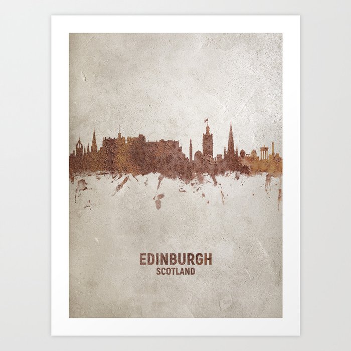 Edinburgh Scotland Rust Skyline Art Print