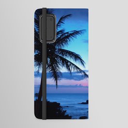 Tropical Island Beach Ocean Pink Blue Sunset Photo Android Wallet Case