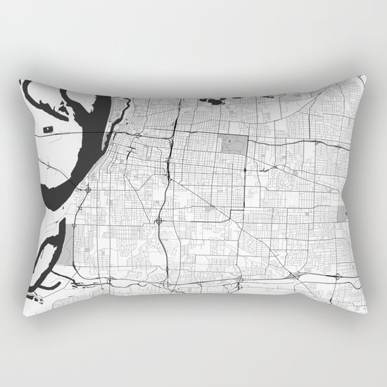 Memphis Map Gray Rectangular Pillow