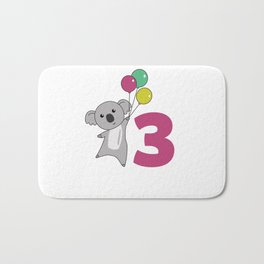 Koala Third Birthday Balloons For Kids Bath Mat