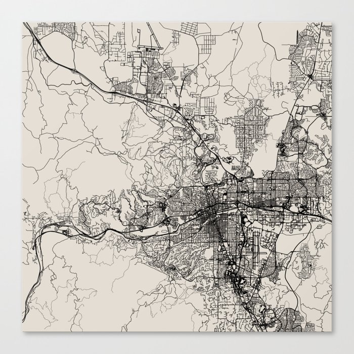 RENO, USA - Black and White City Map. United States of America Canvas Print