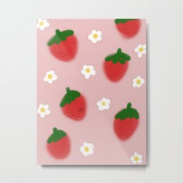 Strawberries Metal Print | Strawberryblossom, Pink, Digital, Pinkandred, Strawberryfeild, Prettydesign, Whiteblossoms, Blossoms, Strawberries, Flowers 